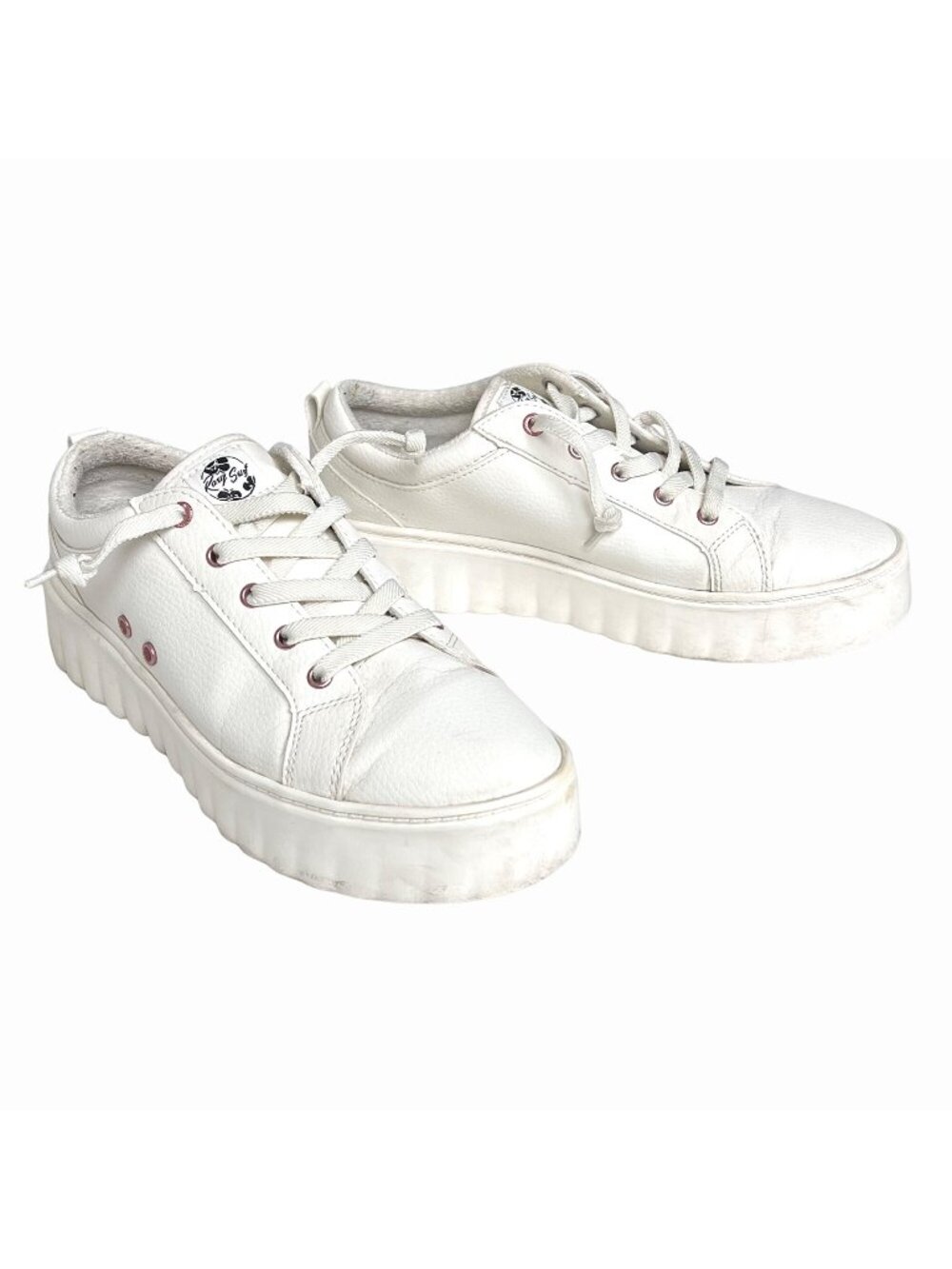 SUMMER CLEARANCE Roxy Womens White Platform Sheilahh Sneakers Shoes Size 8.5